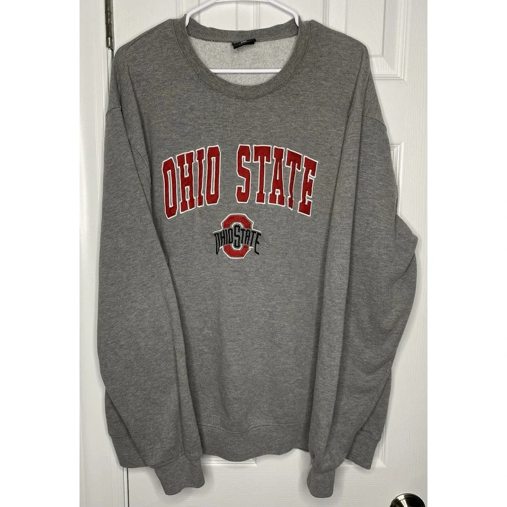 Colosseum Men's NCAA Ohio‎ State Buckets Pullover Logo Sweater Grey Size XXL